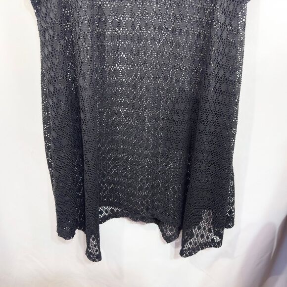 Catherines Plus Size 26W 28W Swim Cover‎ Up 3X Black Lace Hooded Pockets 1471 - Picture 6 of 8